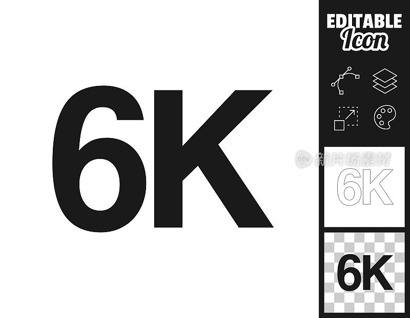 6K, 6000 - 6000。图标设计。轻松地编辑